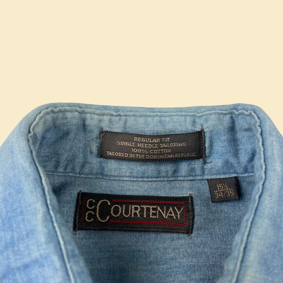 1990s chambray button down by Courtenay, vintage size 15.5/34-35 button down - Picture 3 of 7